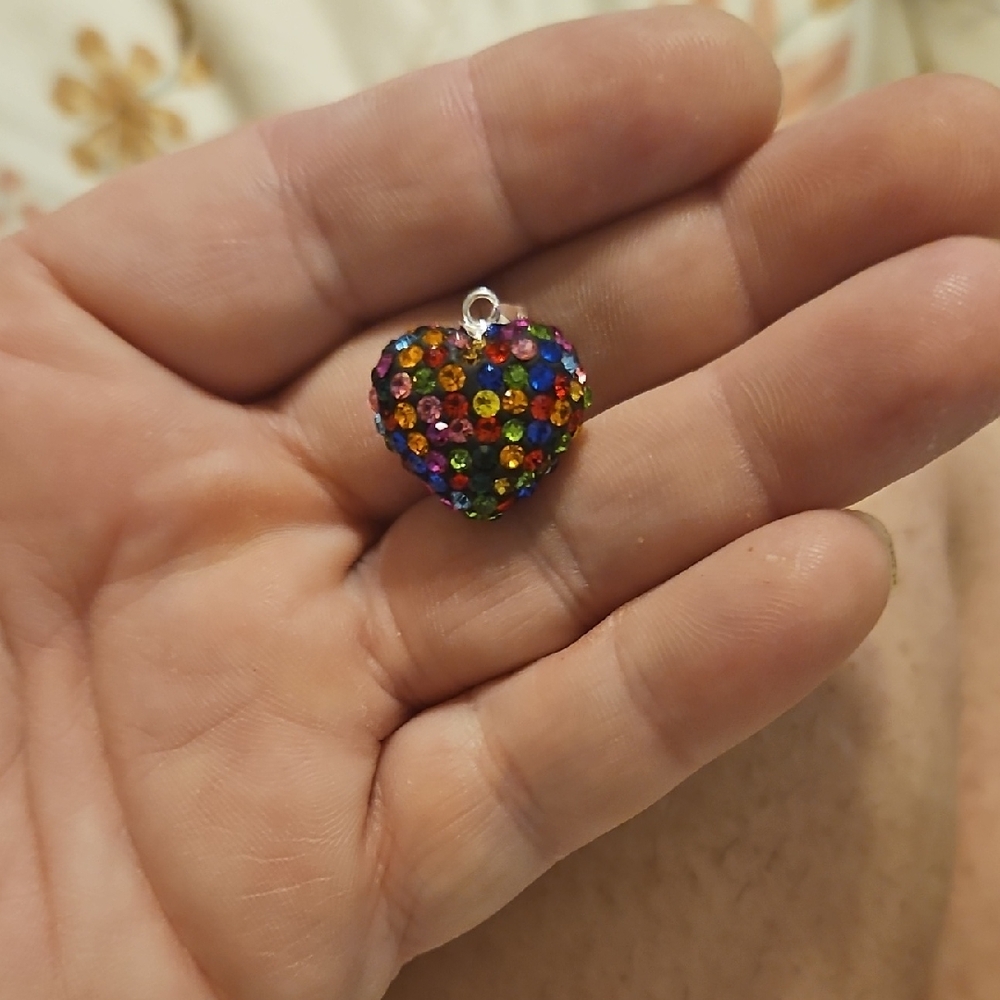 Vibrant Crystal Heart Brooch